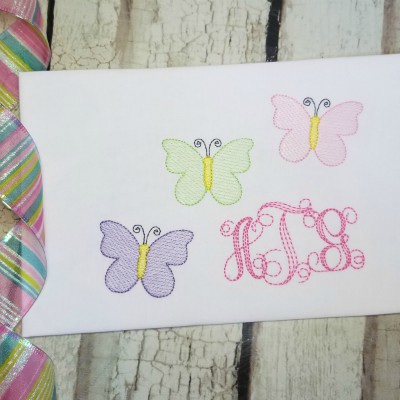 butterflies sketch embroidery design